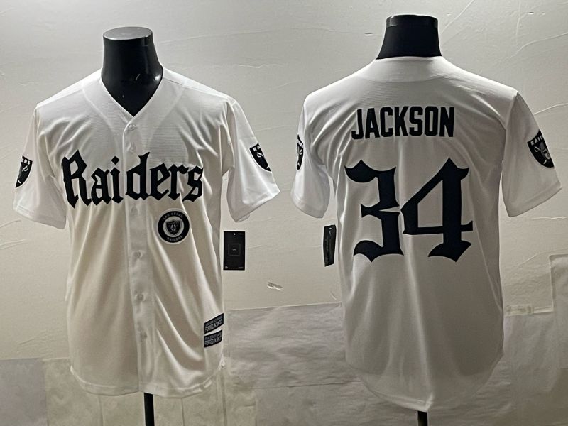 Men 2025 Oakland Raiders #34 Jackson white 6th generation Joint Name Nike Limited NFL Jersey style 011